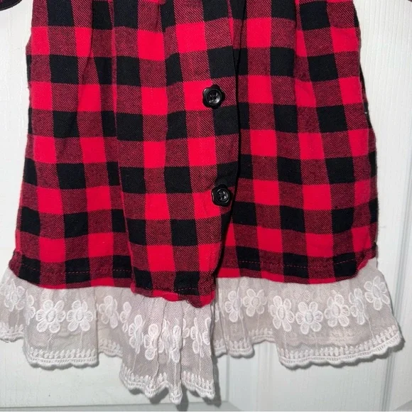 3T Good Lad Buffalo Plaid dress with Lace Detail - Picture 4 of 6